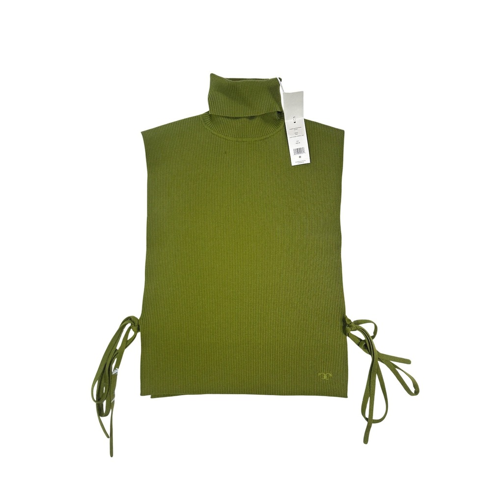 Tory Burch Ribbed Merino Wool Dickie Dark Mossy Green Turtleneck 85331 XS/S NEW